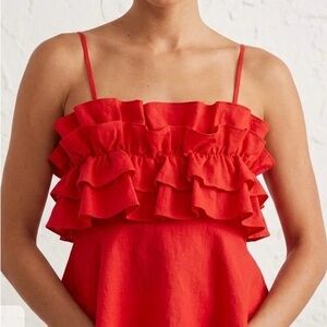 Sienna Sky Red Ruffle Spaghetti Strap Tank Top